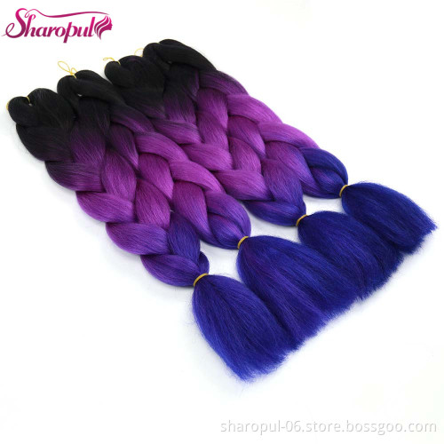 24 inch 100 Gram Ombre Color Jumbo Braid Synthetic crochet Braiding Hair in hair extensions